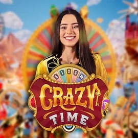 Official Live Casino logo: Crazy Time by Evolution at Vegasino Casino