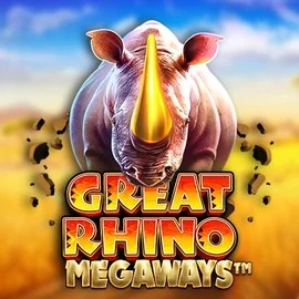 Great Rhino Megaways slot logo by Pragmatic Play at Vegasino Casino